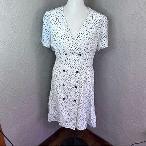 Elegant White Polka Dot Dress Davi & Dani L large great condition